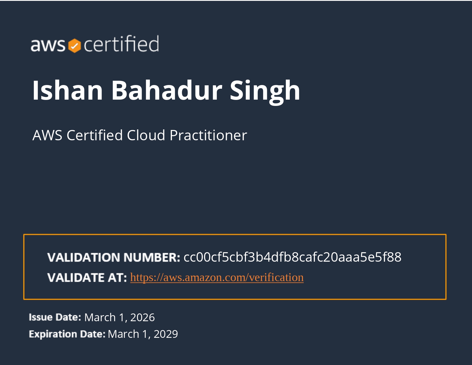 AWS Certified Cloud Practitioner certificate